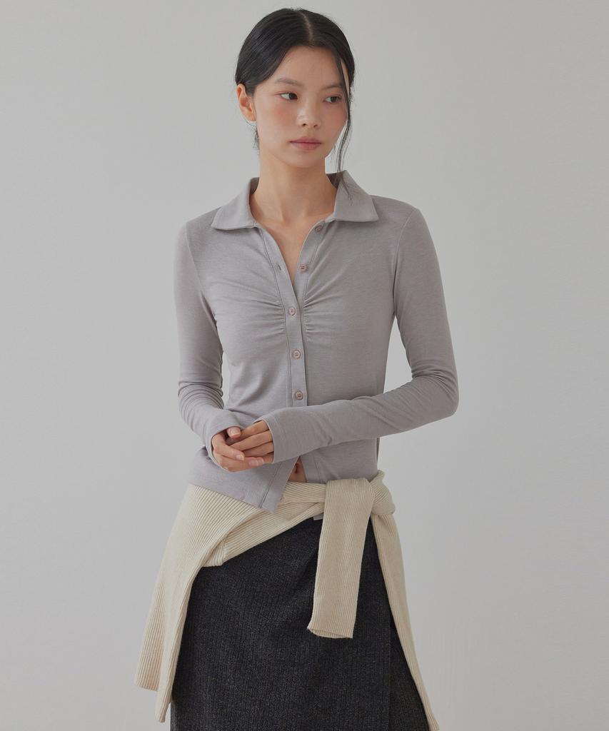 TOPGIRL Shimmery Button Up Shirred Shirts_T426Tp114