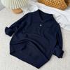 Boys Polo Neck Knitted Sweater Kids Casual Pullover Top