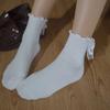 Lolita Sweet Girls Lace Bow Ruffle Socks Japanese Kawaii Cute Socks Women Black White Socks JK Costumes 2 Color  1 Pair