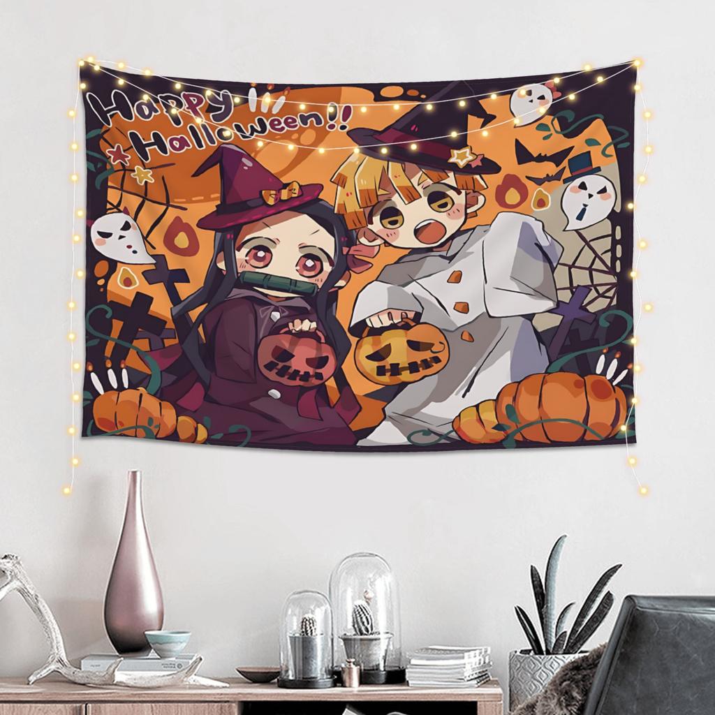 Halloween Demon Slayer Cutecore Tapestry Wall Hanging Blanket Tapestry Home Decor Items Wall Decorations