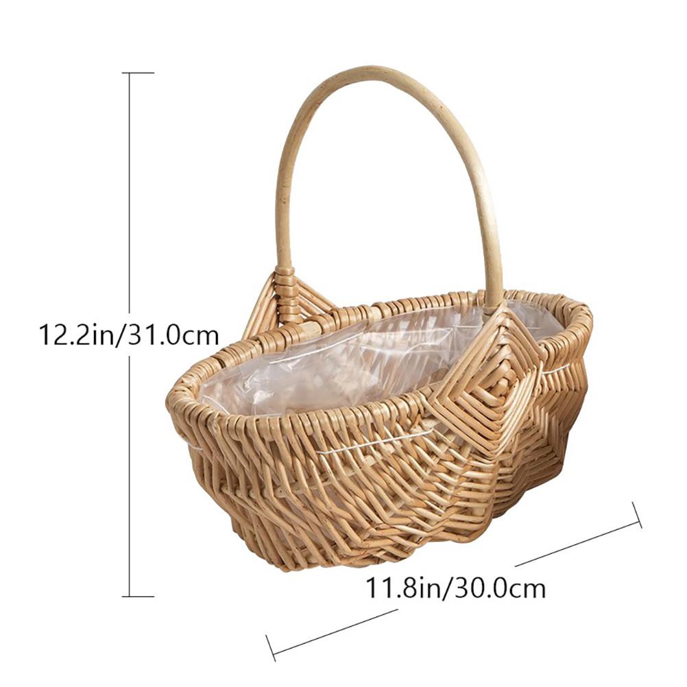 1 Stück Handgestrickter Holzgewebter Korb Natürlicher Aufbewahrungs-Organizer Obst Brot Gemüse Snackkorb Ostereier Heim-Dekoration