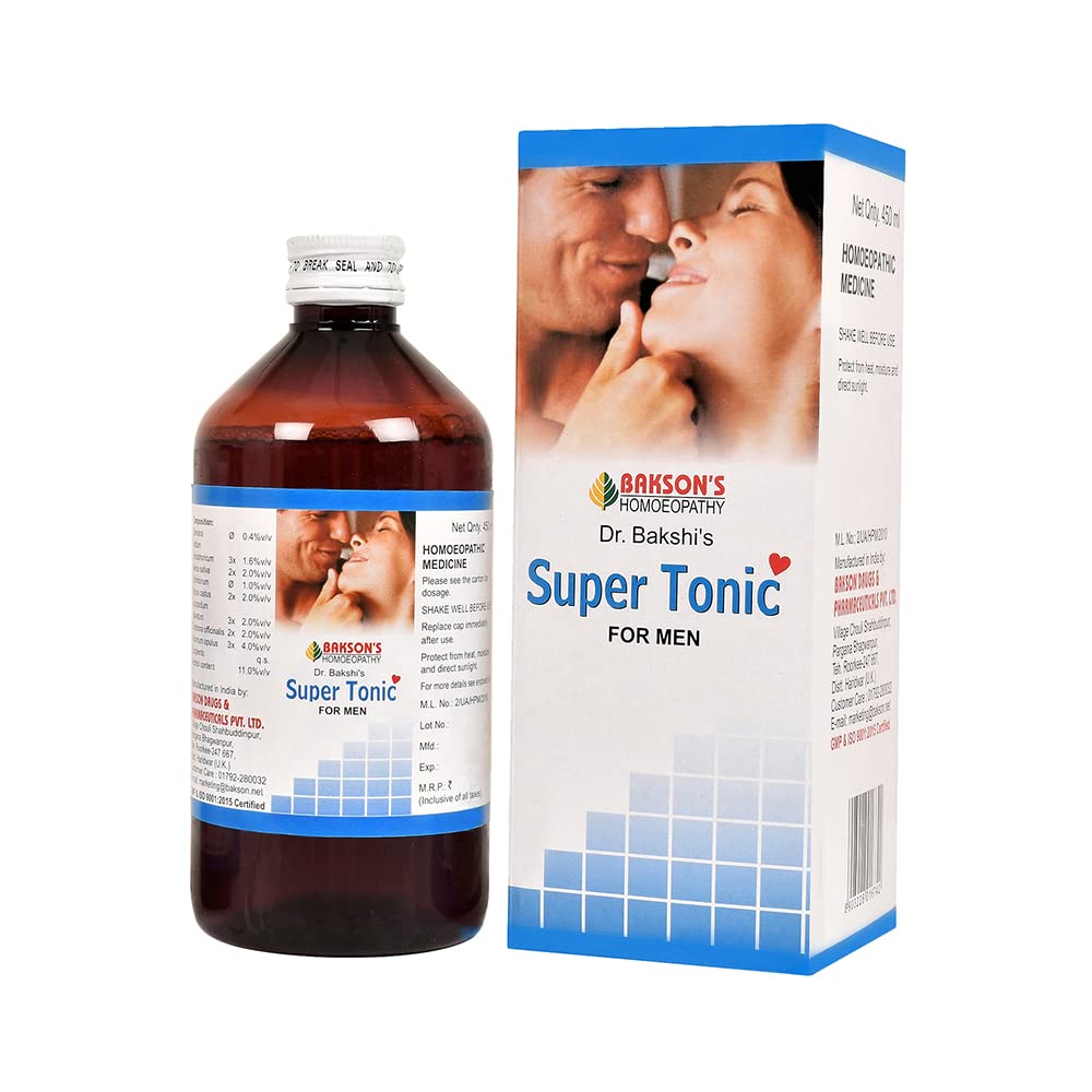 

Dr. Bakshi s BAKSON S HOMOEOPATHY Super Tonic Syrup 450 ml for Men Restoring Energy & Vitality