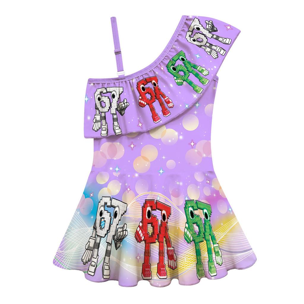 

20763 Kids Girls Steal a Brainrot 67 Print One-piece Swimsuit Swimwear 160cm
