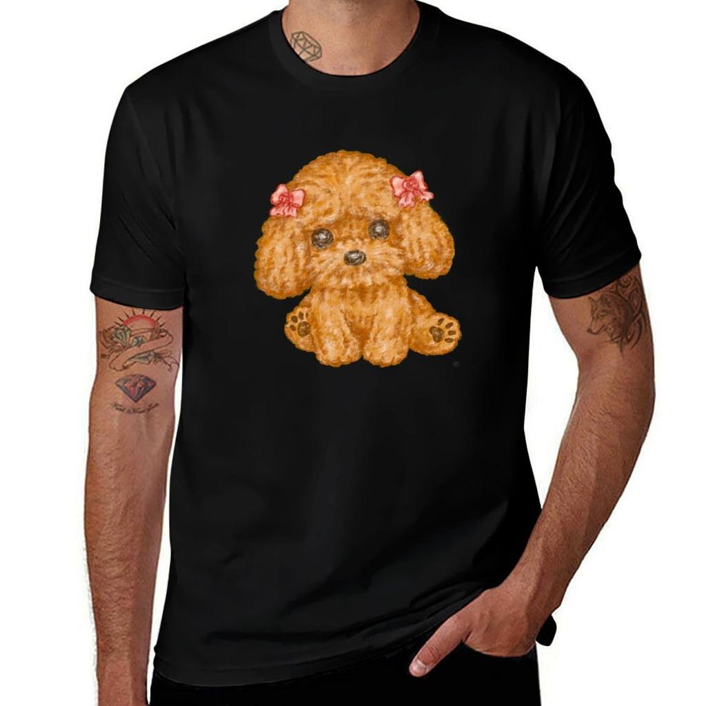 Toy Poodle With A Ribbon Tshirt Casual All Match Short Sleeve Tshirt
