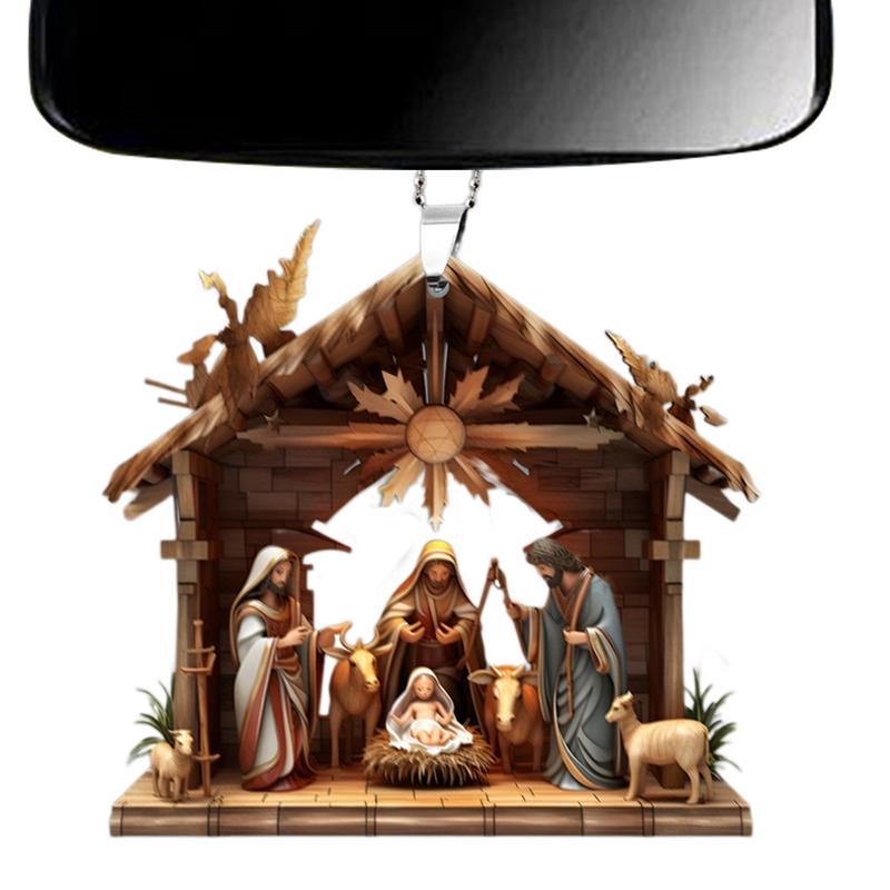 Nativity Scene Ornaments Christmas Tree Hanging Acrylic 3D the Birth of Jesus Decor Festive Sturdy Home Decor 2025 New Year Deco