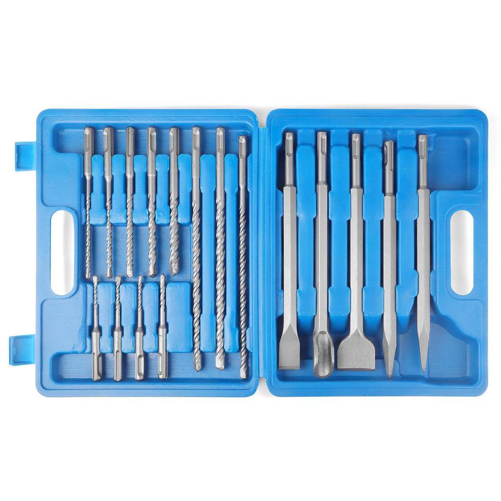 Chisel Drill Bit Set: Round Handle Sharp & Flat Masonry, Concrete, Electric Draft Steel Chisels