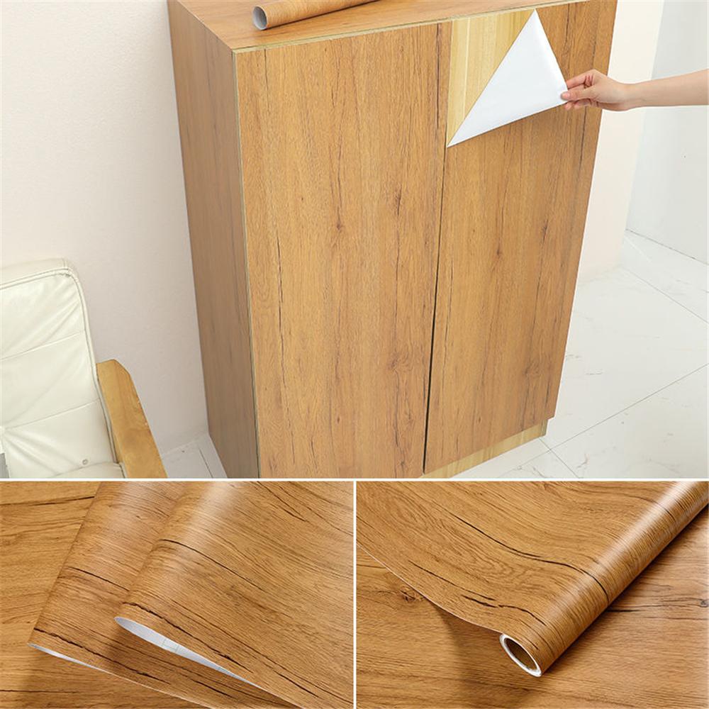 80Cm Vinyl Water-Repellent Wood Grain 3D Decals For Wardrobe Cupboard Table Closet Furniture Pvc Self Adhesive Wall Cover Home Decor