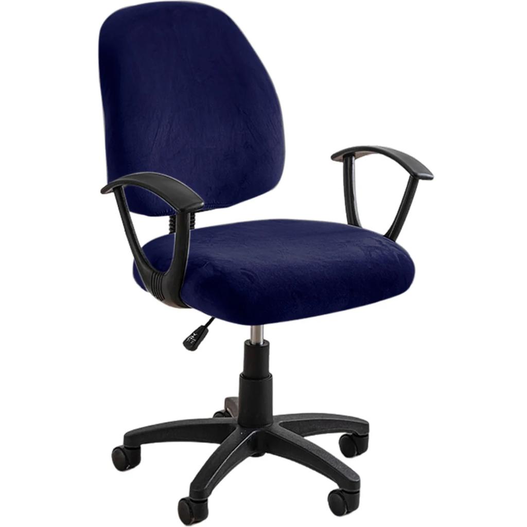 Stretch Elastic Velvet 2 Piece Universal Computer Chair Seat Cover Rotating Office Chair Slipcover