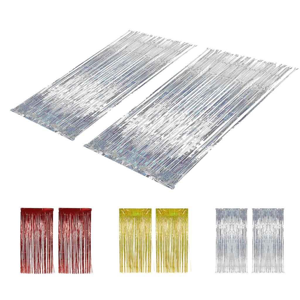 2 buc Perdele cu franjuri din folie Fundal cu franjuri pentru nuntă, logodnă, duș nupțial, petrecere de aniversare, etapa D