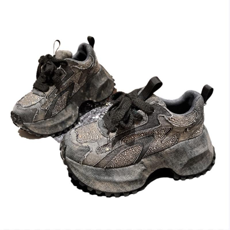 Fashion New Women Sneakers Luxury Crystal Flats Platform Sport Shoes 2025 Trend Winter Fashion Shoes Lace Up Walking Running Zapatos