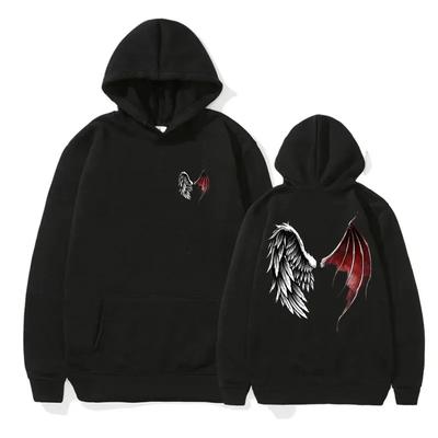 Lucifer Wings Pullover Hoodie Devil Angel Wings Heaven and Hell Gift Idea On Women Hooded Fleece Pullover Sport Sweatshirt