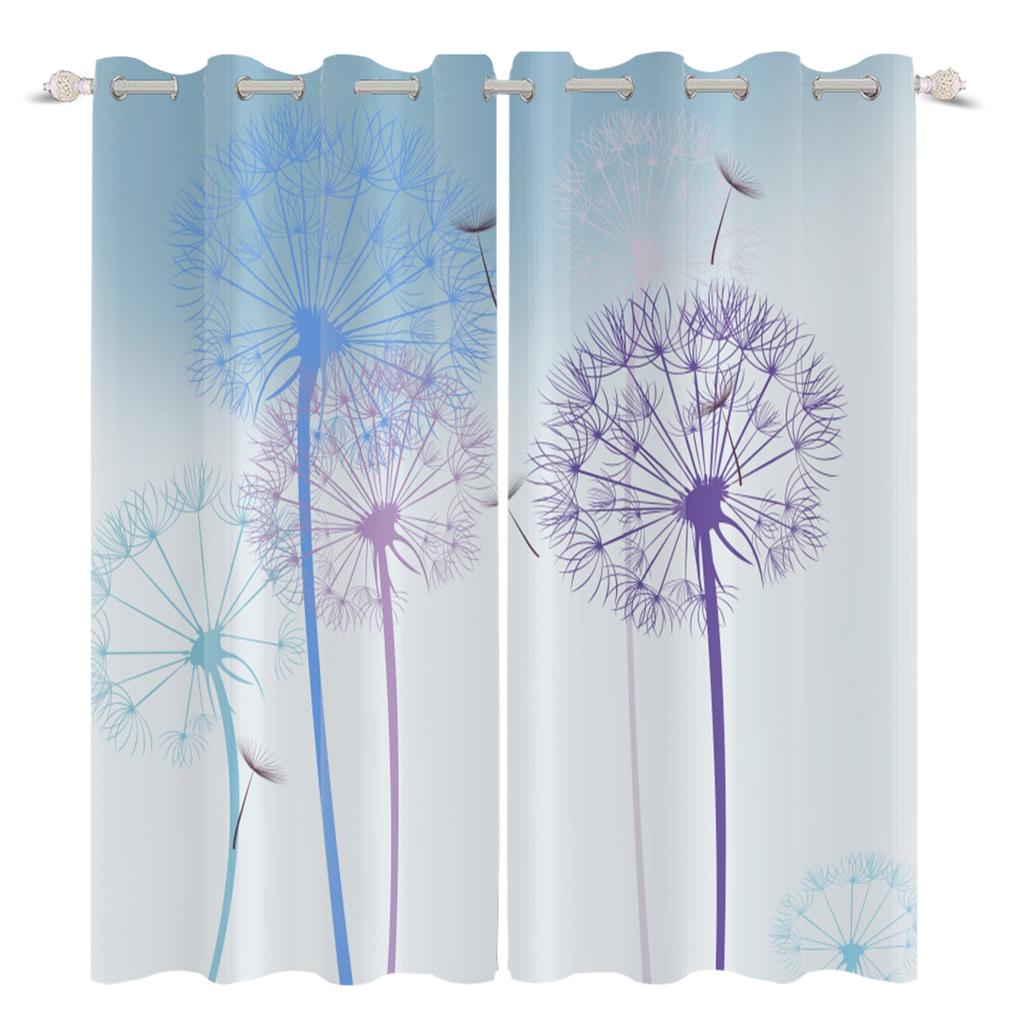 2Pcs Fresh Dandelion Pattern Blackout Curtains Home Bedroom Living Room Darkening Heat-insulating and Noise-reducing Curtain