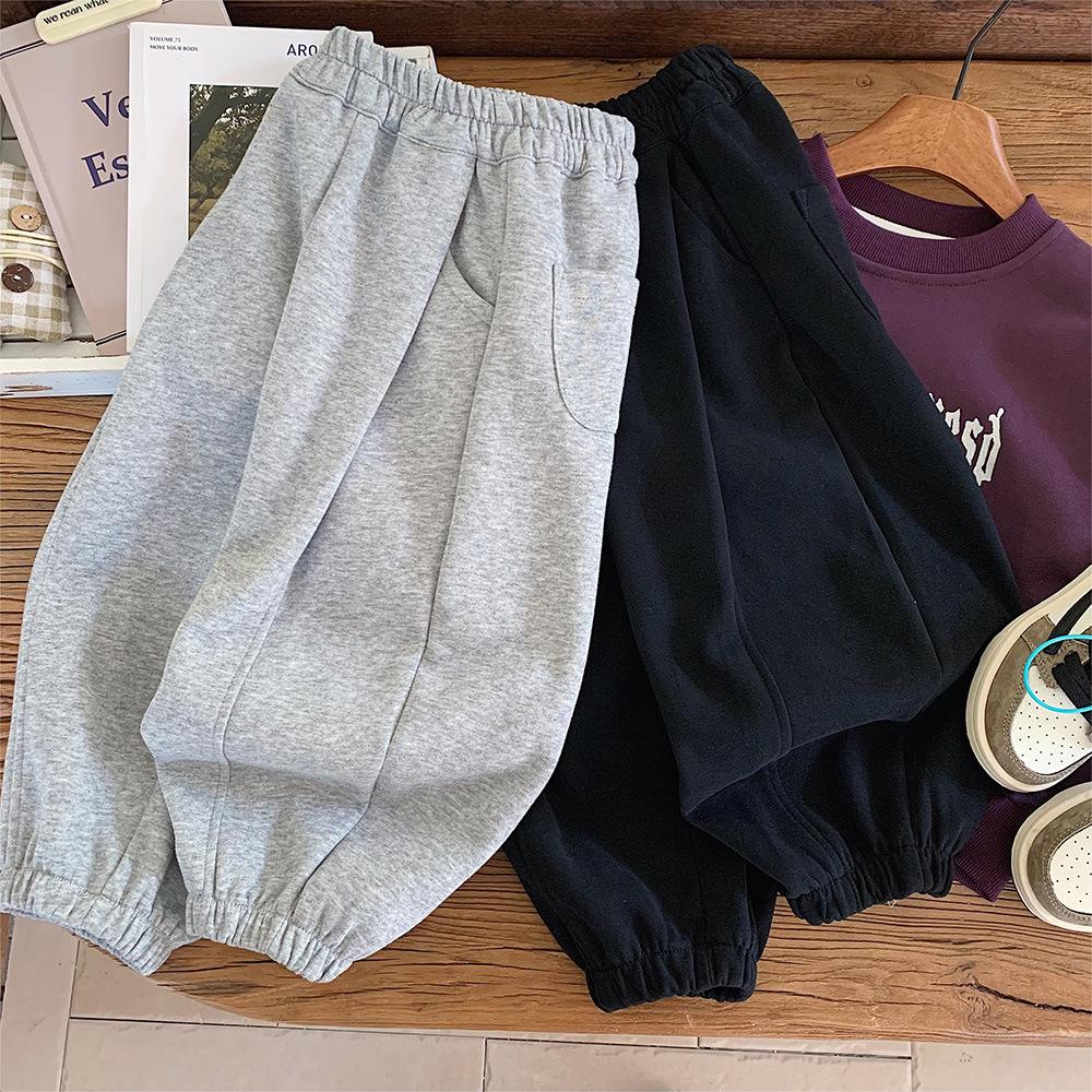 2025 Spring Boys' Korean Style Solid Color Casual Sweatpants - Versatile and Trendy Kids' Clothing