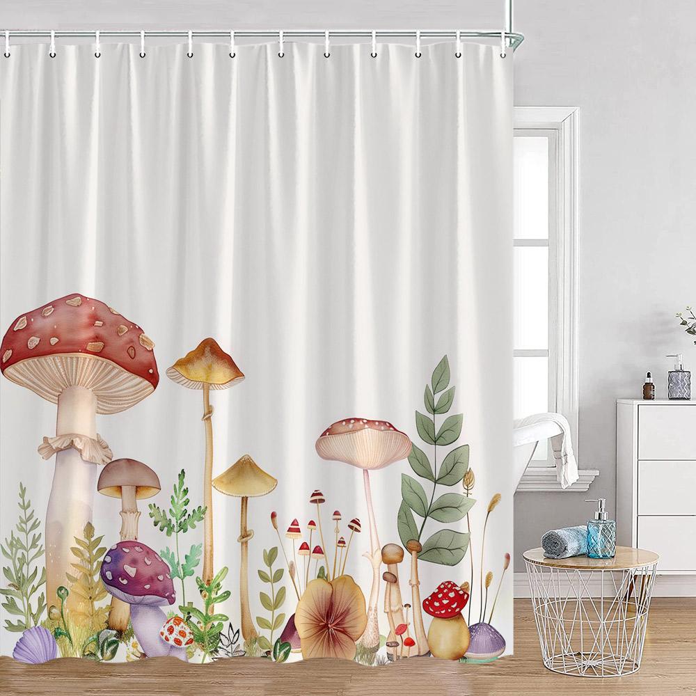 Mushroom Shower Curtains Retro Butterfly Boho Moon Floral Plant Magic Fairytale Mushroom House Dark Bath Curtain Bathroom Decor
