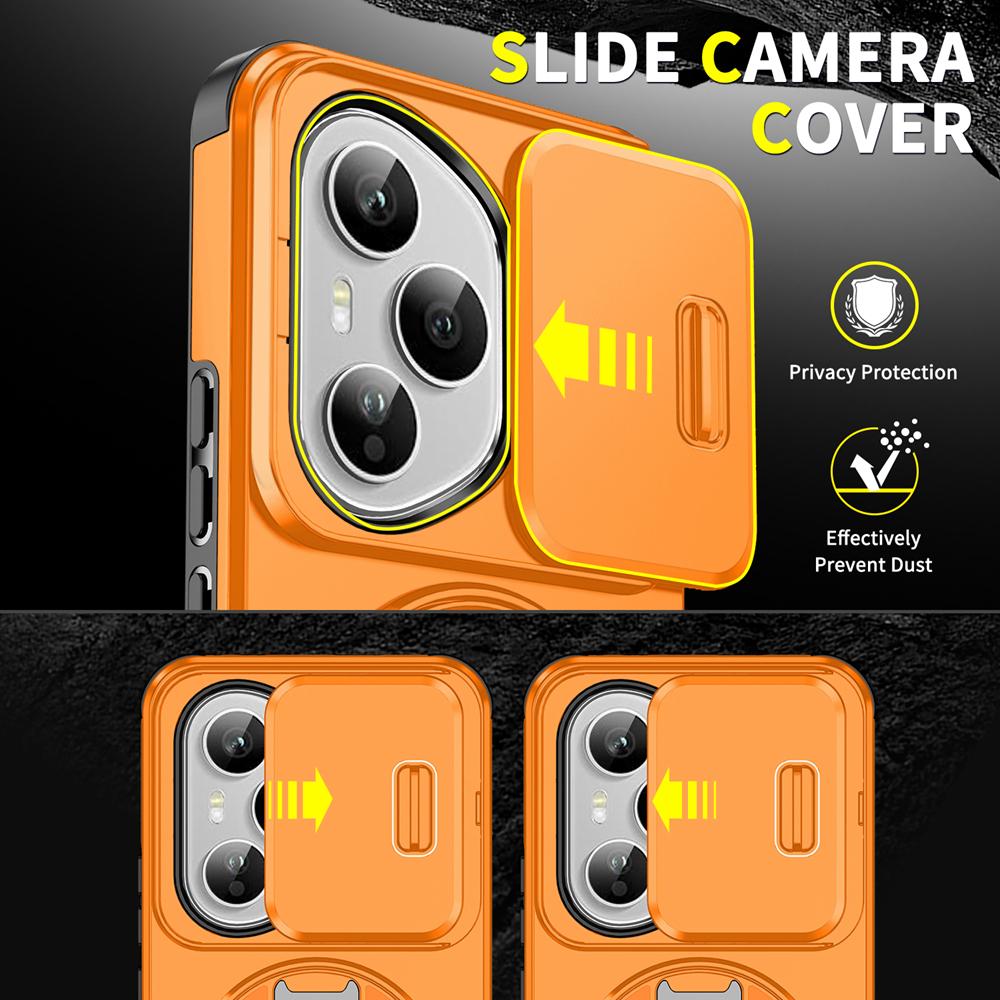 KEYSION 360° Ringständer Handyhülle für HONOR 400 Pro 5G Schiebkamera Schutz Magnetische Stoßfeste Rückabdeckung für Honor 400 5G