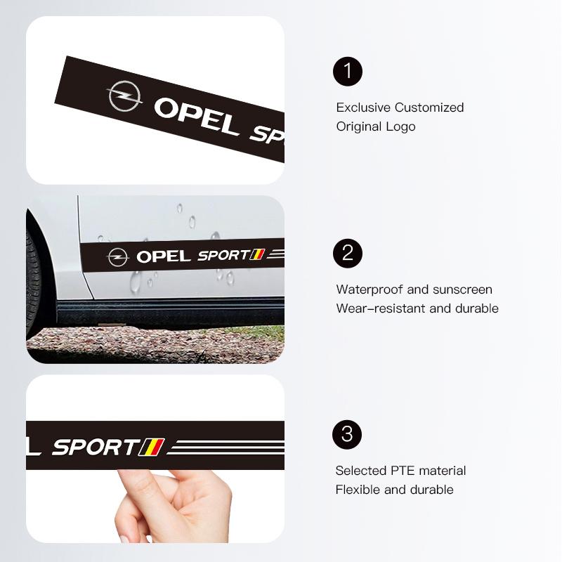 AAGZ1 Creative Car Emblem Decals Auto Body Side DIY Styling Waterproof Stickers For Opel Corsa D Astra Mokka Adam DX Auto Accessories
