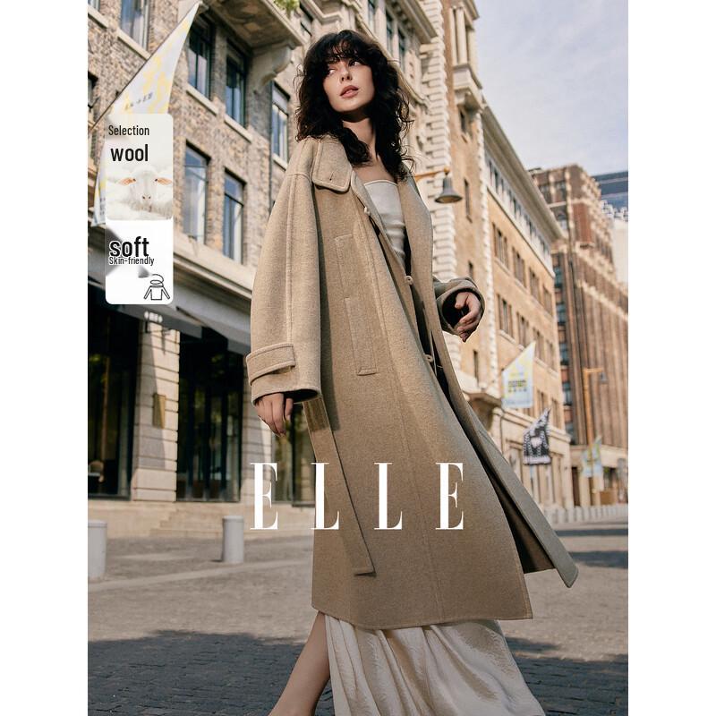 ELLE Women s 2025 Winter Sheep Wool Double-faced Long Coat