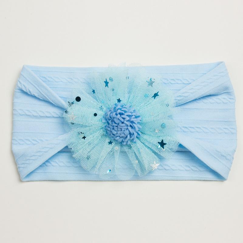 Summer New Girls' Hair Accessories, Baby Candy Color Flower Seamless Wide Headscarf, Baby Nylon Headband
