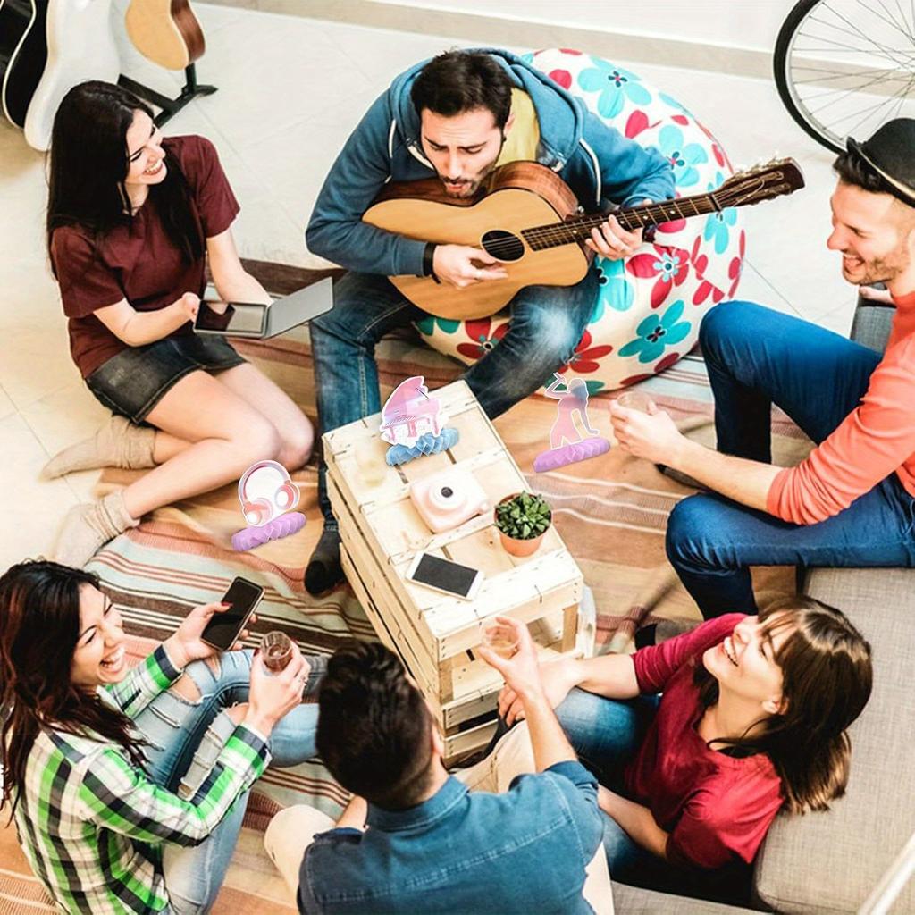 9pcs Birthday Party Decorations Music Lover Honeycomb Centerpieces, Singer Themed Party Fans Celebration Party Supplies, Concerts Decor Supplies