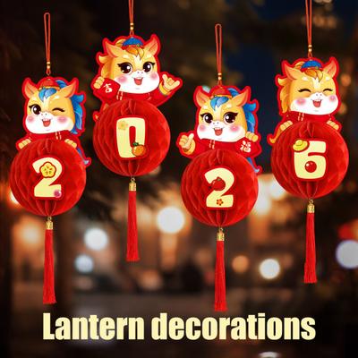 4 Piezas Decoración de Linterna Colgante de Año Nuevo Chino Rojo Papel de la Suerte Linterna de Panal para Celebración del Festival de Primavera