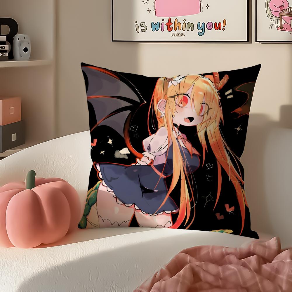 Miss Kobayashis Dragon MaidB Anime Cushion Cover Pillowcase Short Plush Invisible zipper Room Sofa Cushion Cover