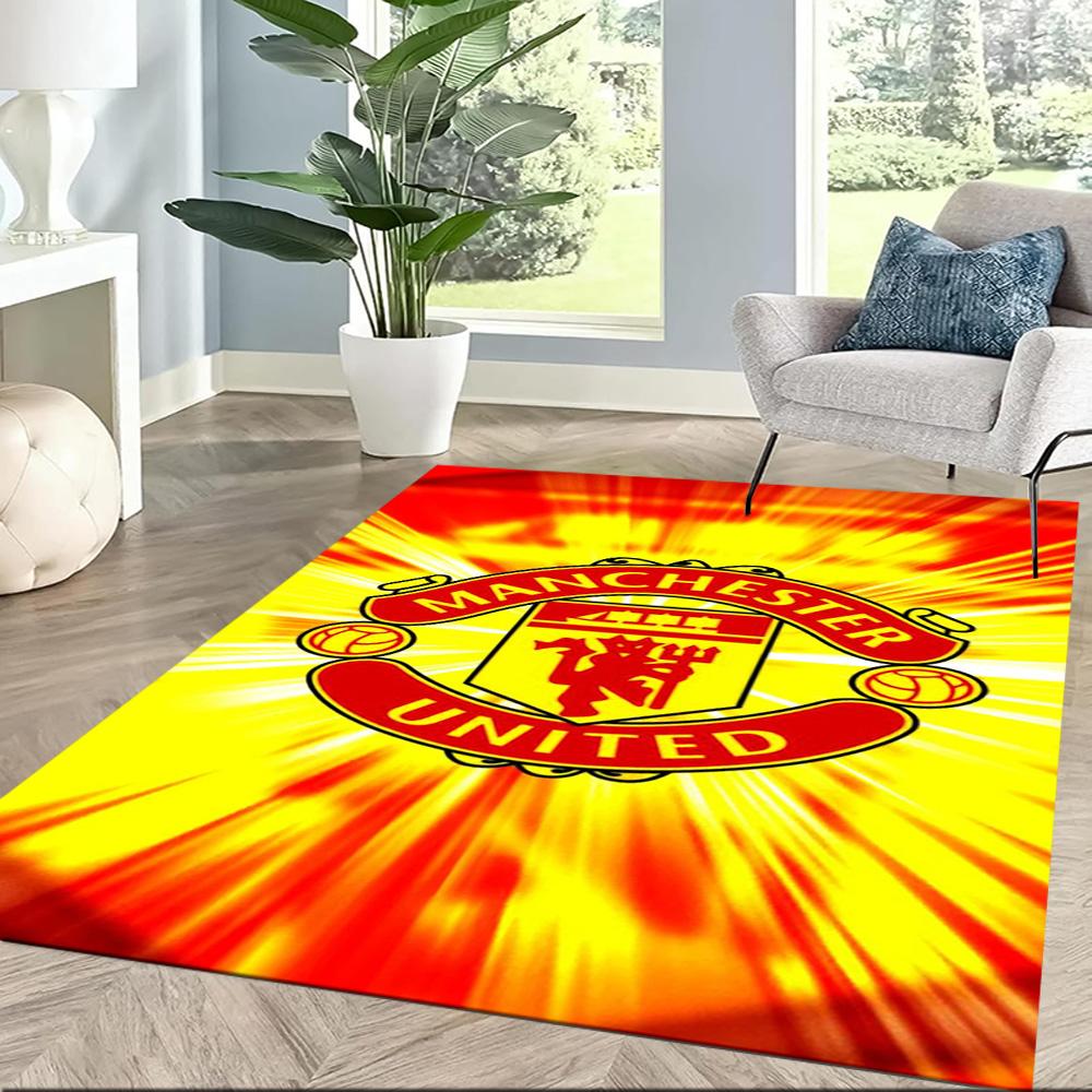 Manchester Fans Square rugs are a great choice for living rooms, bedrooms, home décor, and as gifts.