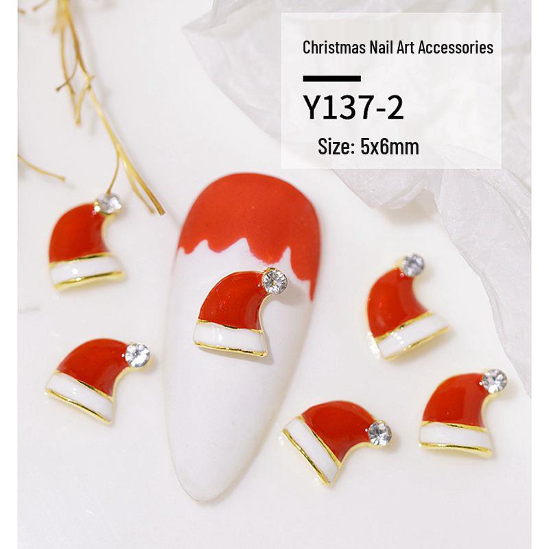 Christmas Alloy Nail Art Decor: Cartoon Santa, Bells, Reindeer, Snowflakes & Rhinestone Accessories