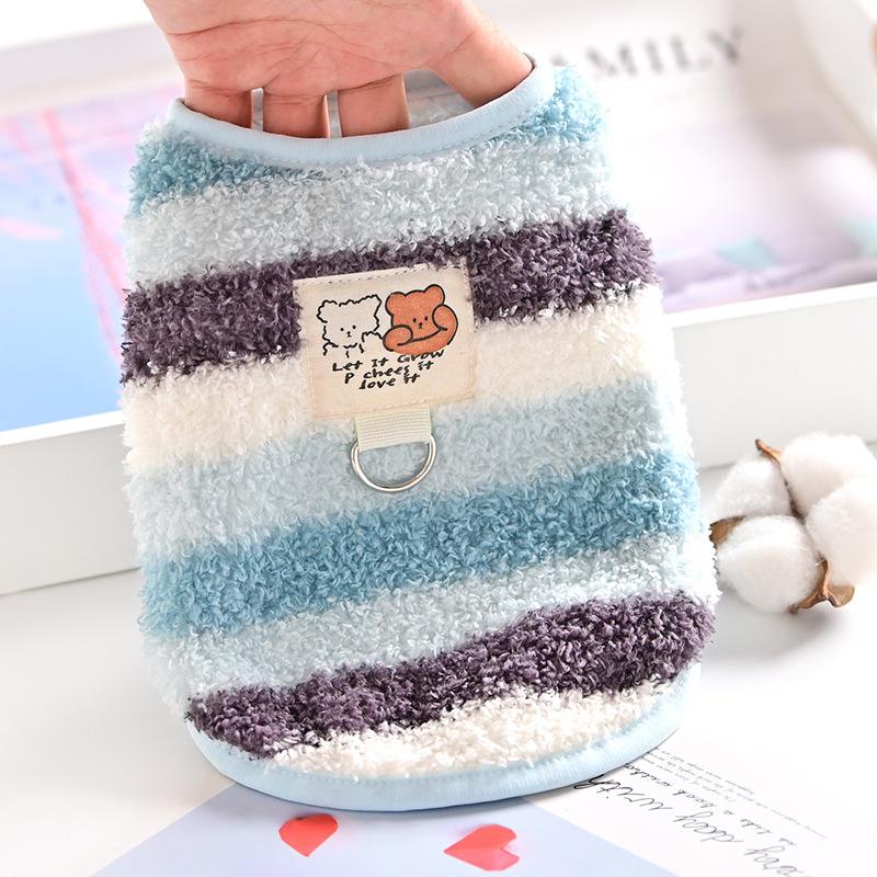 Dog autumn and winter clothes Small dogs keep warm in winter and prevent hair loss Winter clothes Pomeranian can pull rainbow velvet vest pets