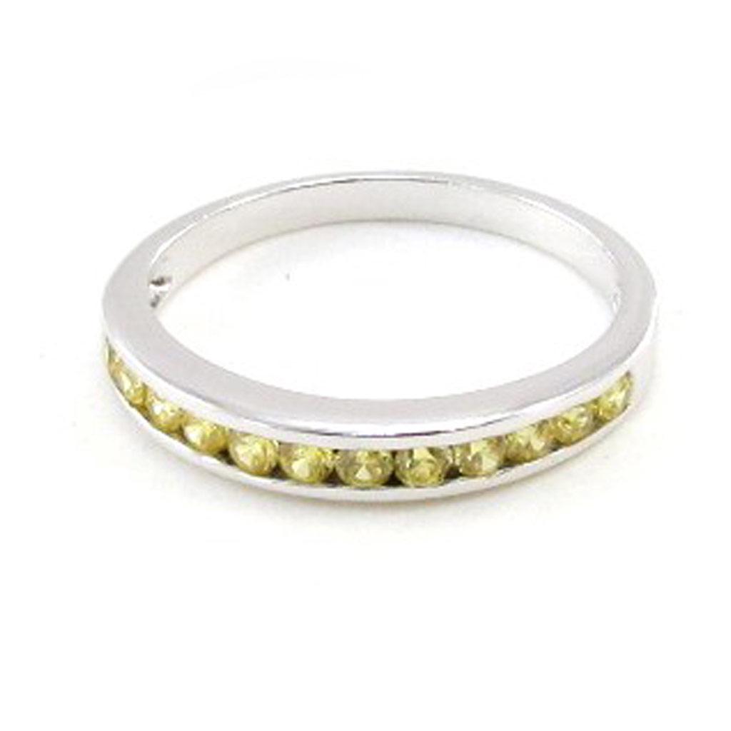 Silver Ring 'Goddess' Silvery Yellow Topaz (rhodium) - 3 Mm