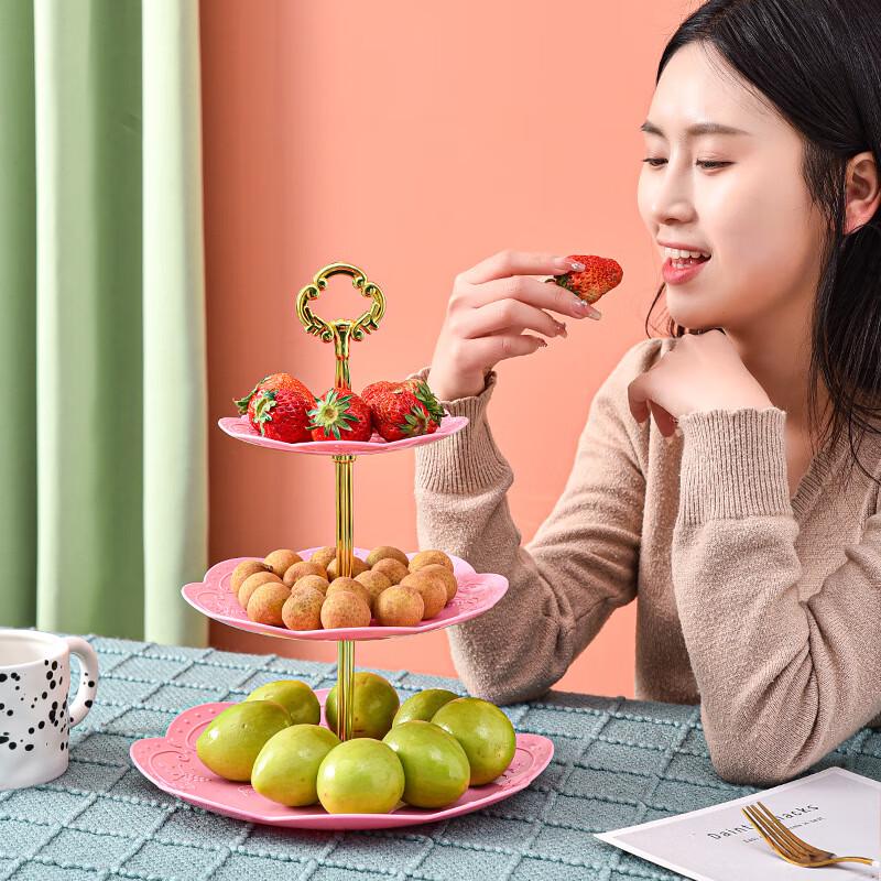 Jiante European Style 3-Tier Plastic Fruit Plate Stand