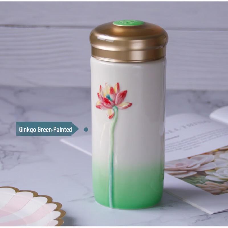 ACERA Flor de Loto Corazón Transparente Cerámica para la Vida Taza Portátil