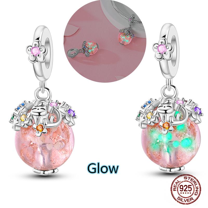 Pink Purple Series Charms Copper Murano Glass Butterfly Animal Paw Print Clasp Charm Beads Fit Original Bracelet Diy Jewelry