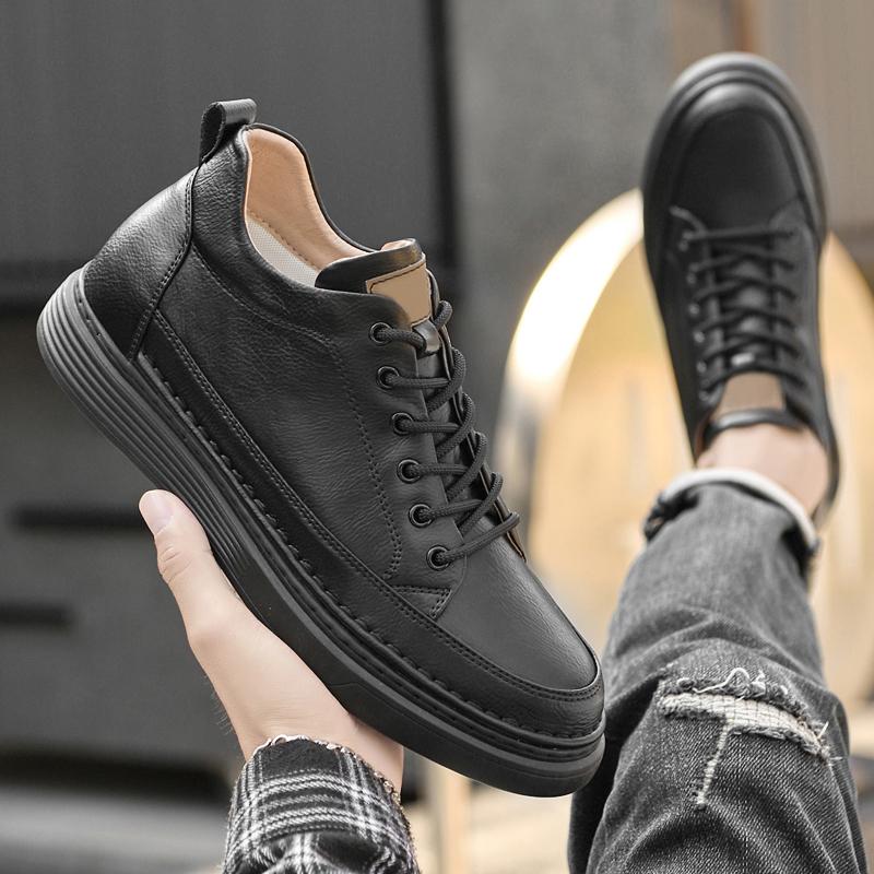 Velká velikost Boty zvyšující výšku z pravé kůže Módní elevator tenisky Zvýšení výšky Obuv Pánská 6CM Ležérní Zvýšení Sportovní obuv