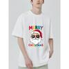 Merry Christmas Santa Claus T Shirt Black Color with Cartoon Santa Wearing Sunglasses and Stars Print for Holiday Party and Festive Season
