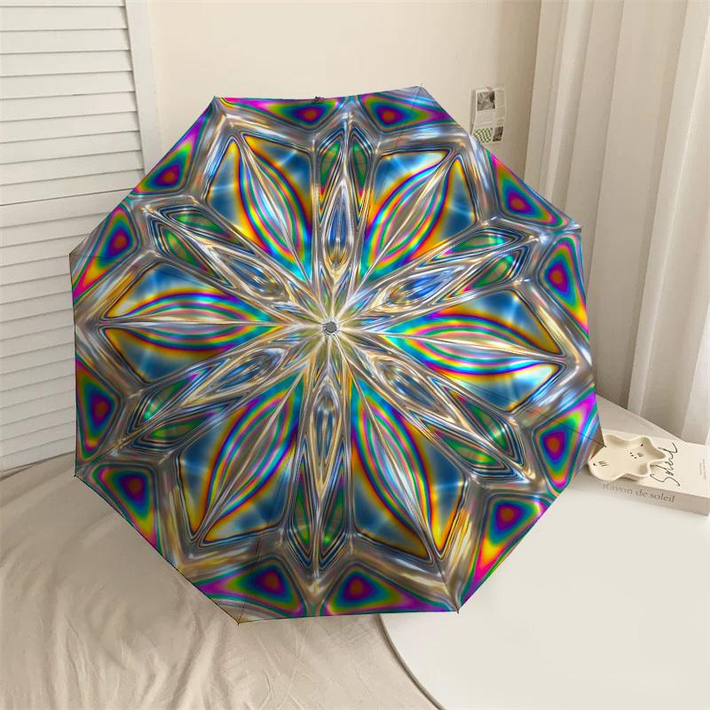 

1pc abstract pattern Automatic Open/Close Umbrella with Windproof, 8-Rib Sturdy Canopy, Durable Ribs, Fashionable Design1168A