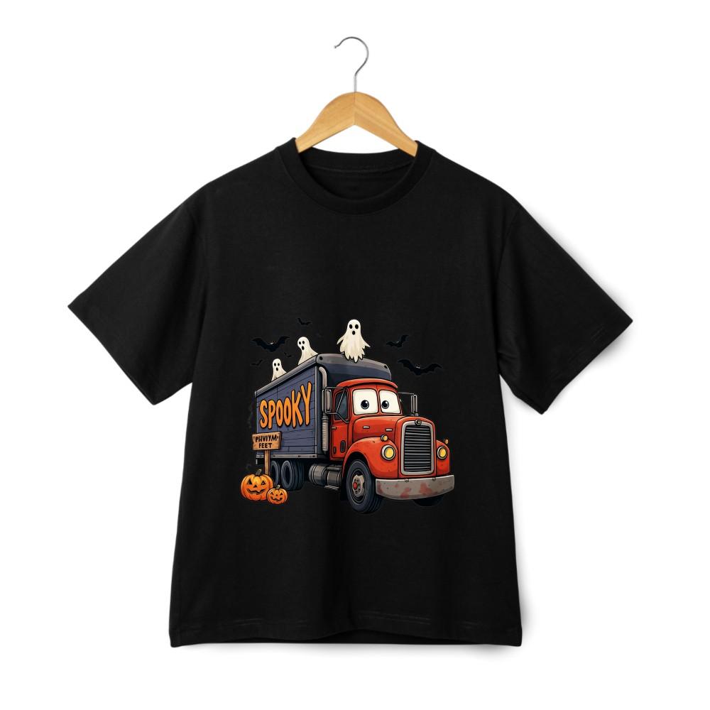 

Halloween Cartoon Truck Ghost Short - Sleeve T - Shirt, Unisex Fun Festival Top XL