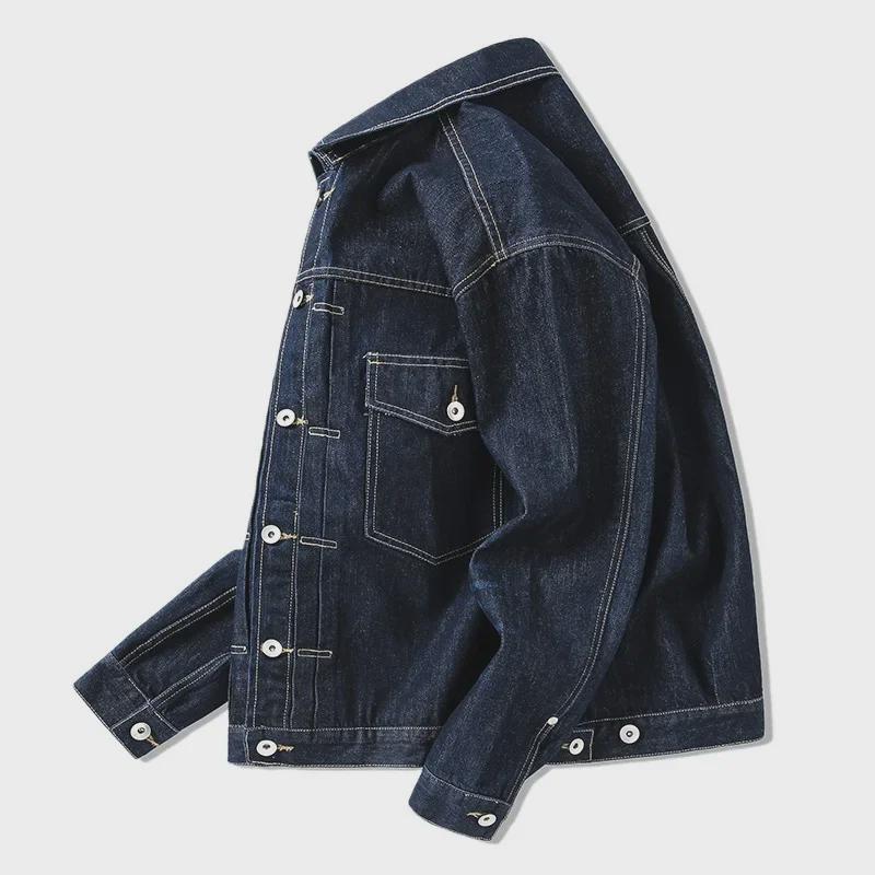 Shawn Yue Men's Retro Dark Blue Denim Jacket - Casual Spring & Autumn Workwear