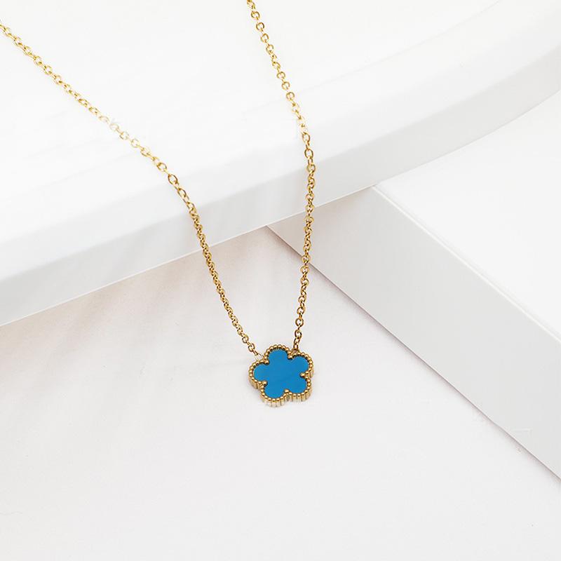 Gold Silver Color Pendant Necklaces Double Sided Flowers Stainless Steel Necklace Elegant Charms for Necklace Women Charm Clover