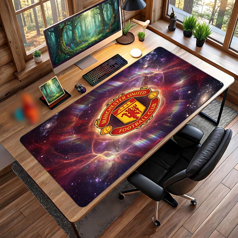 Tappetino Mouse Grande Stampato Manchester United, Tappetino da Scrivania Morbido in Gomma Antiscivolo per Gaming, Decorazione per Ufficio, Laptop, Computer