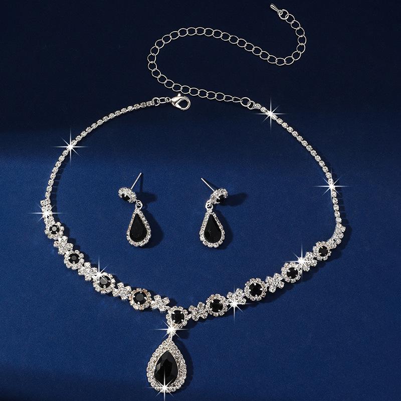 European Crystal Teardrop Bridal Necklace & Earring Set - Wedding & Evening Accessory