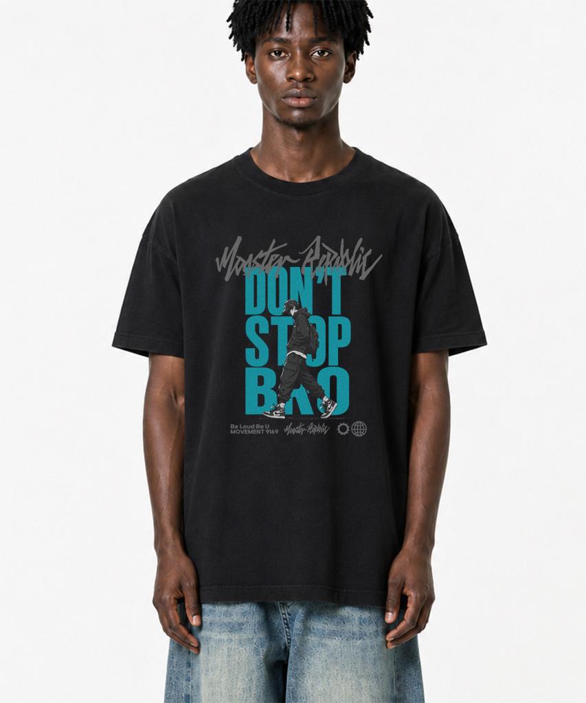 MONSTER REPUBLIC Don'T Stop Bro Mint T-Shirt Black_9169