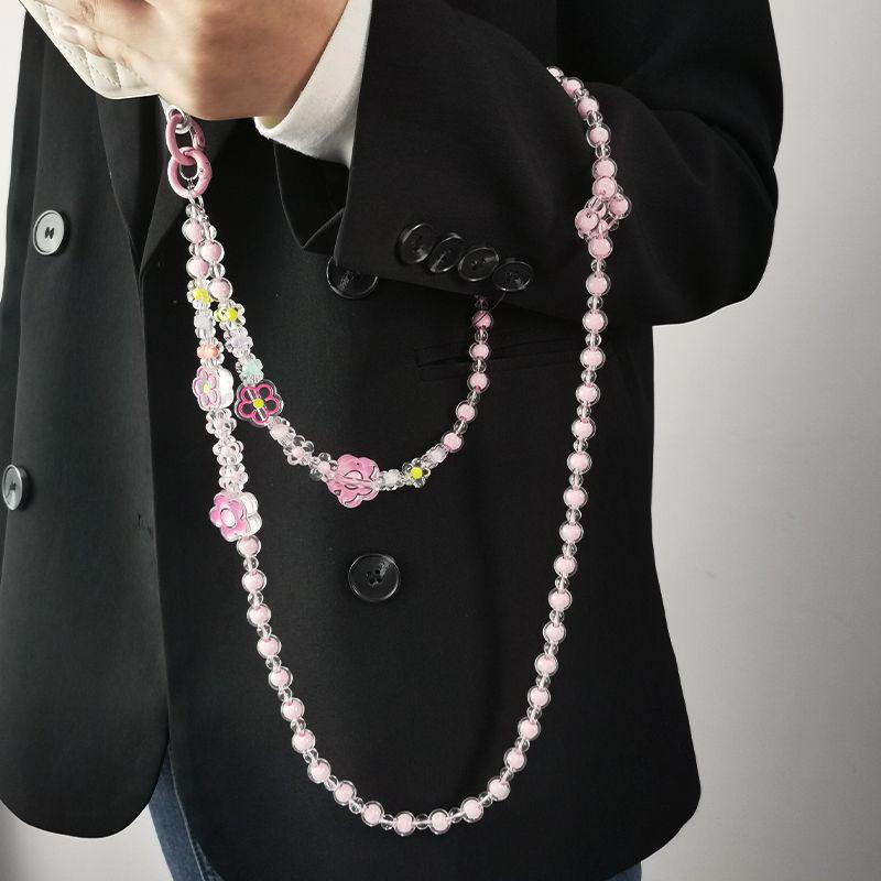 Creative Simple Colorful Love Transparent Beads Mobile Phone Case Cross-Chain