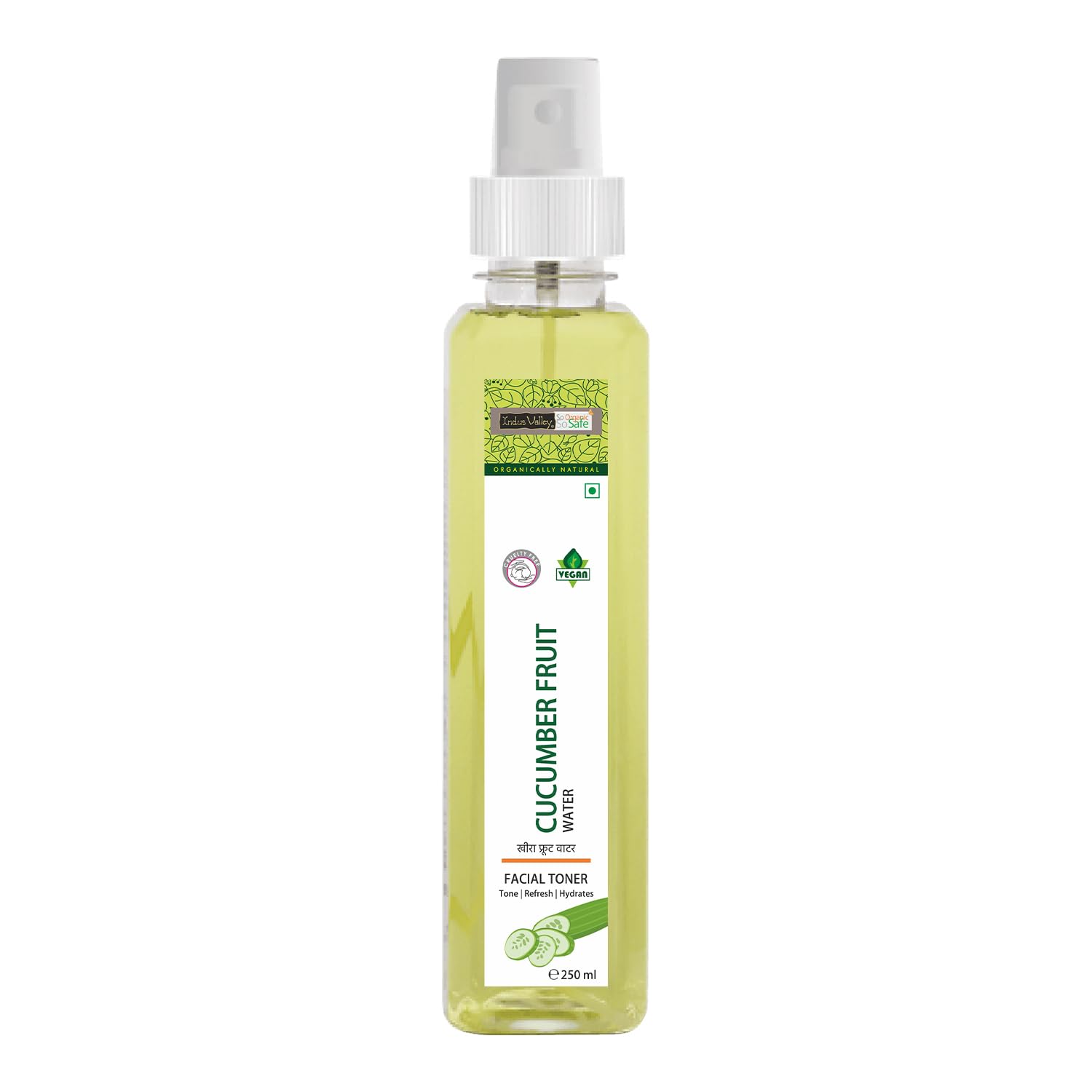 INDUS VALLEY Organic Ayurveda Fresh Aloe Vera & Cucumber Water Pore Tightening, Hydrating Skin Toner (250ml)