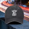 Highland Cow Washed Baseball Cap Adjustable Cotton Outdoor Casual Baseball Cap