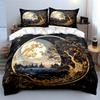"Moonlit Forest Artistic Home Decor" Bedding Set with 1 Duvet Cover 2 Pillowcases Single Double King Queen, Gift