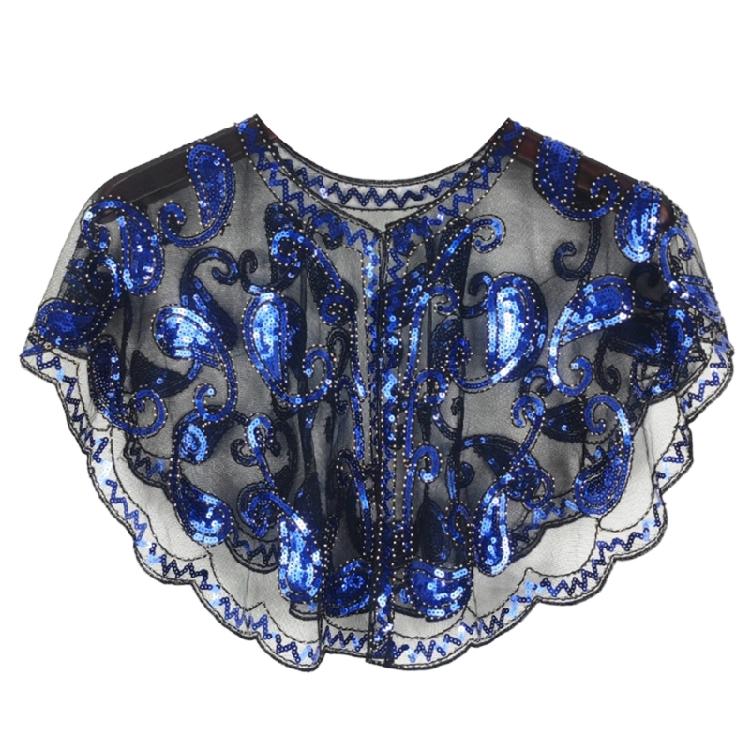 Short Mesh Shawl For Formal Clothes Feature Secure Sequins Detail Soft Polyester Cover Up Easy To Fold And Carry