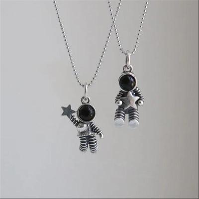 Couple Necklace For Woman Man Simple Cartoon Space Star Astronaut Necklace Jewelry Choker Friendship Gifts