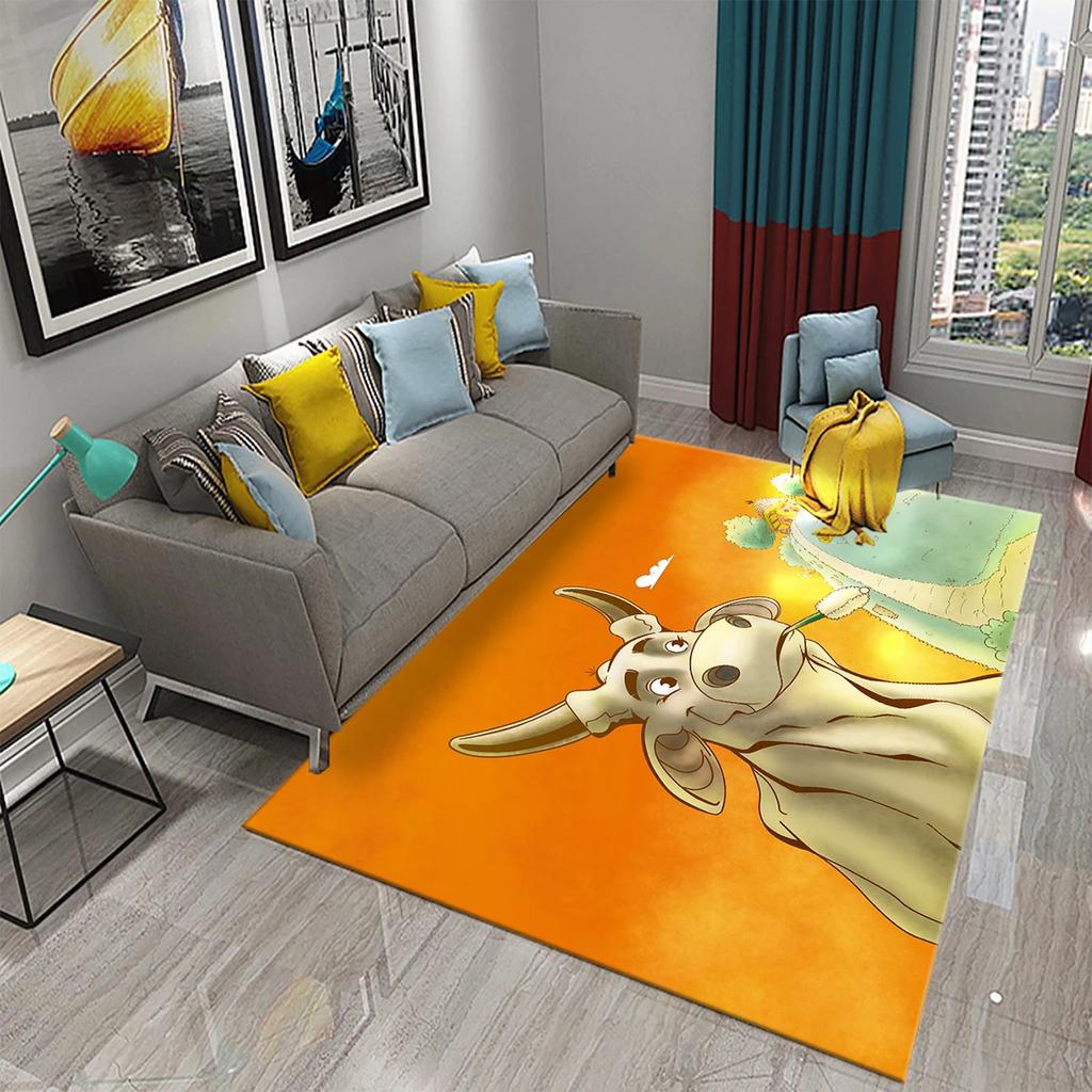 Milchkuhmuster Teppich Kawaii Bauernhoftier Teppich Ochse Fußmatte Rechteck Bereichsteppiche für Erwachsene Yogamatte Wohnzimmerdeko Fußmatte