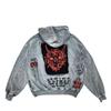 2025 Neue Mode Amerikanischer Street Retro Y2K Herren und Damen mit Dämonen-Print-Patch Lockerer Kapuzenpullover Mantel
