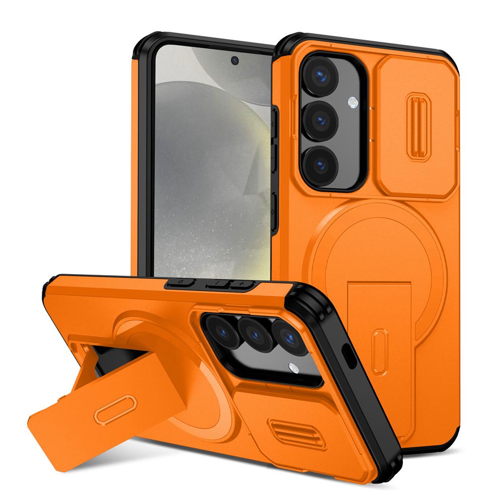 KEYSION Shockproof Magnetic Case for Samsung Galaxy S24 S25 Ultra S25+ S24 FE Slide Camera Protect Kickstand Wireless Charging Phone Cover